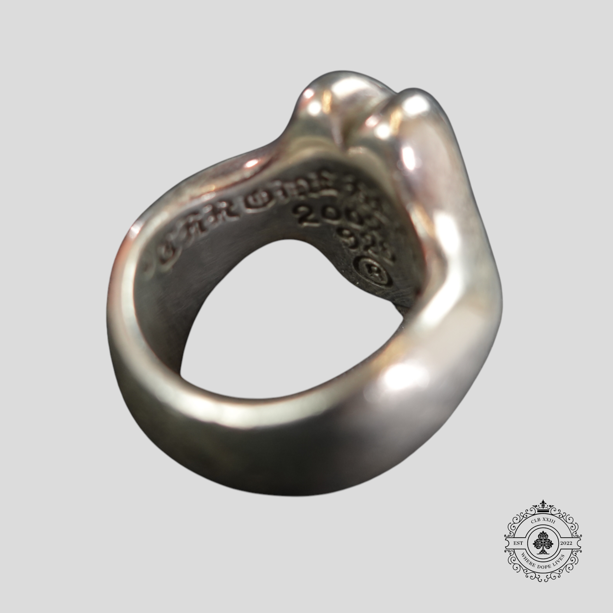 Chrome Hearts Diamond Embellished Rolling Stones Ring in Silver