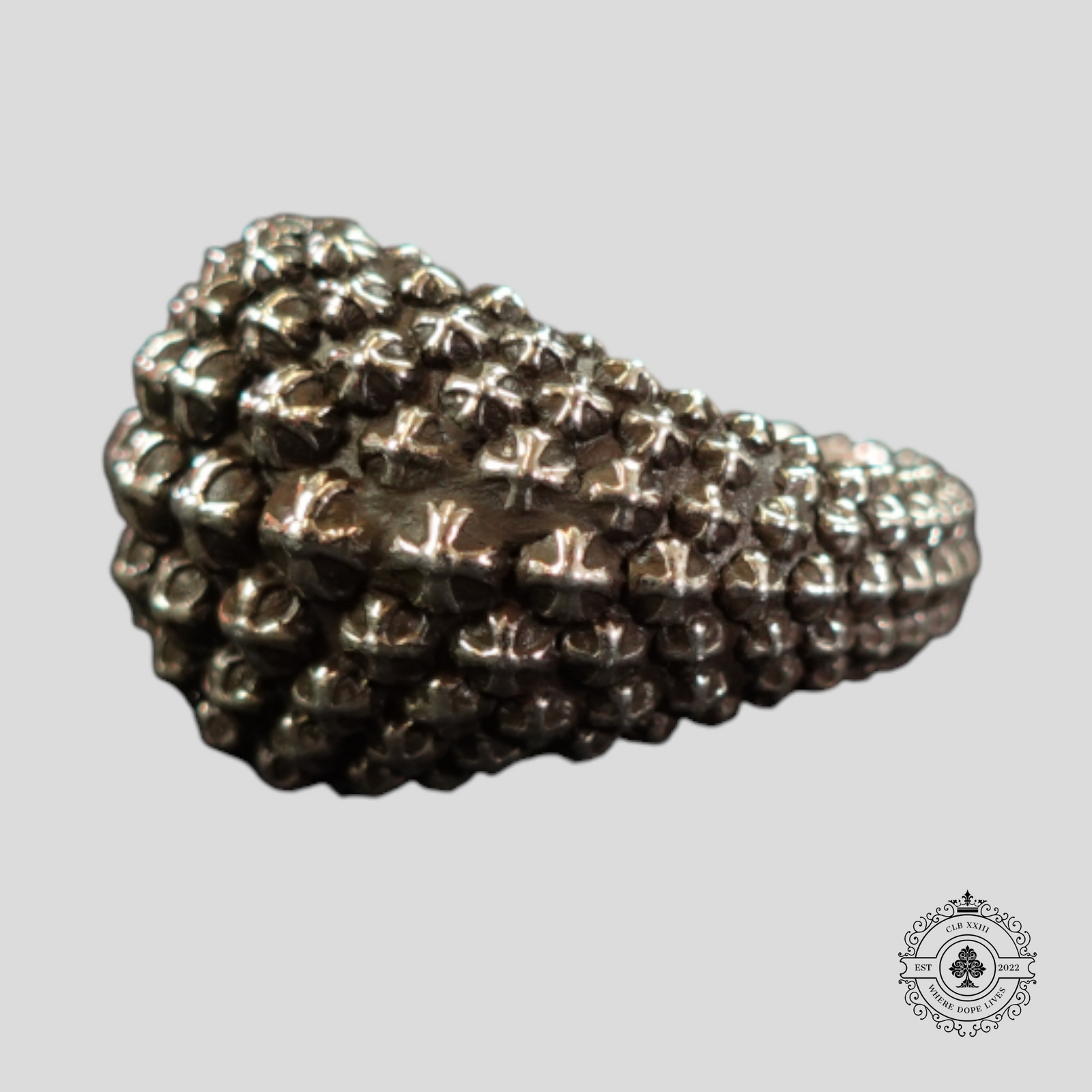 Chrome Hearts Mini Cross Ball Ring in Silver