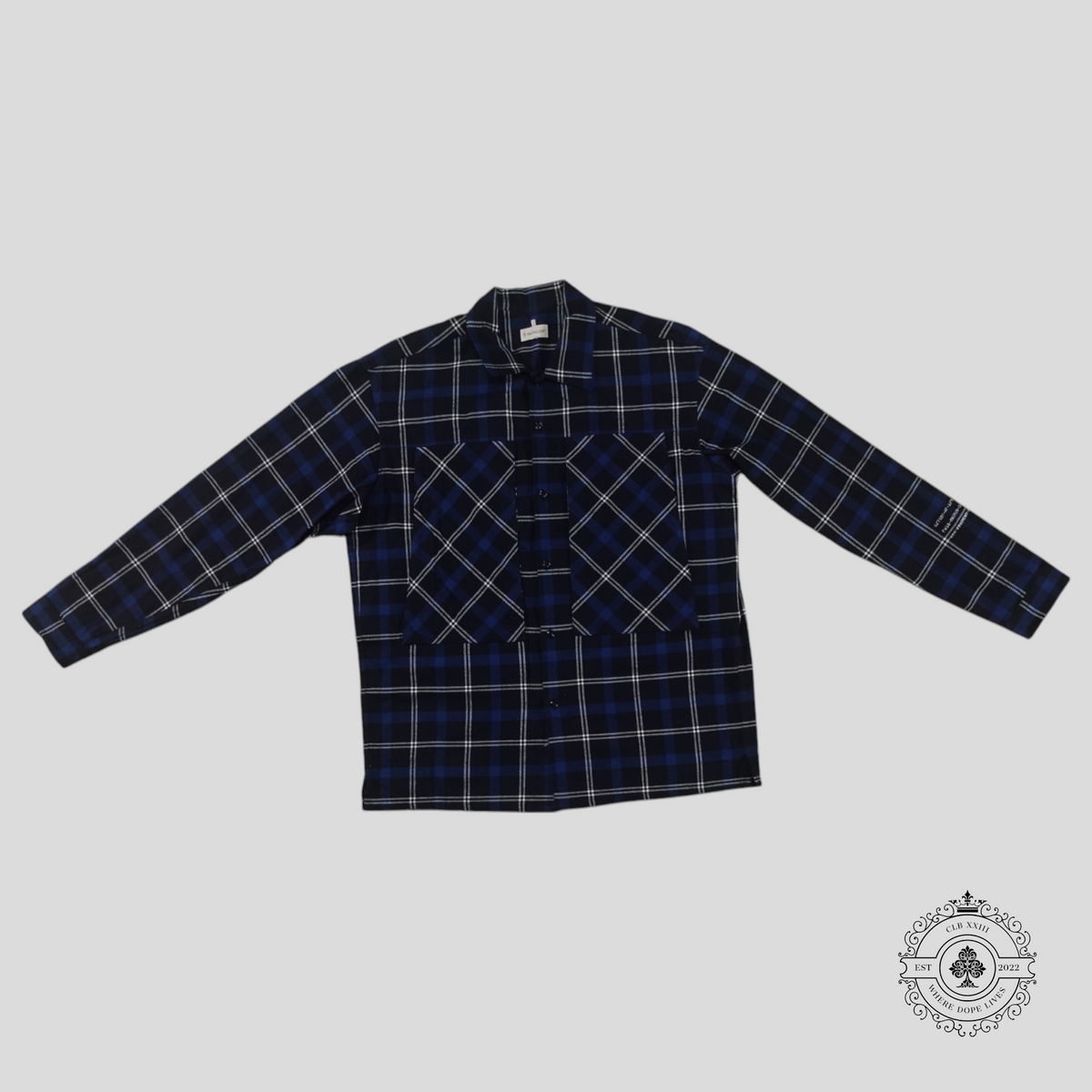Moncler Genius x Fragment Flannel Overshirt in Blue