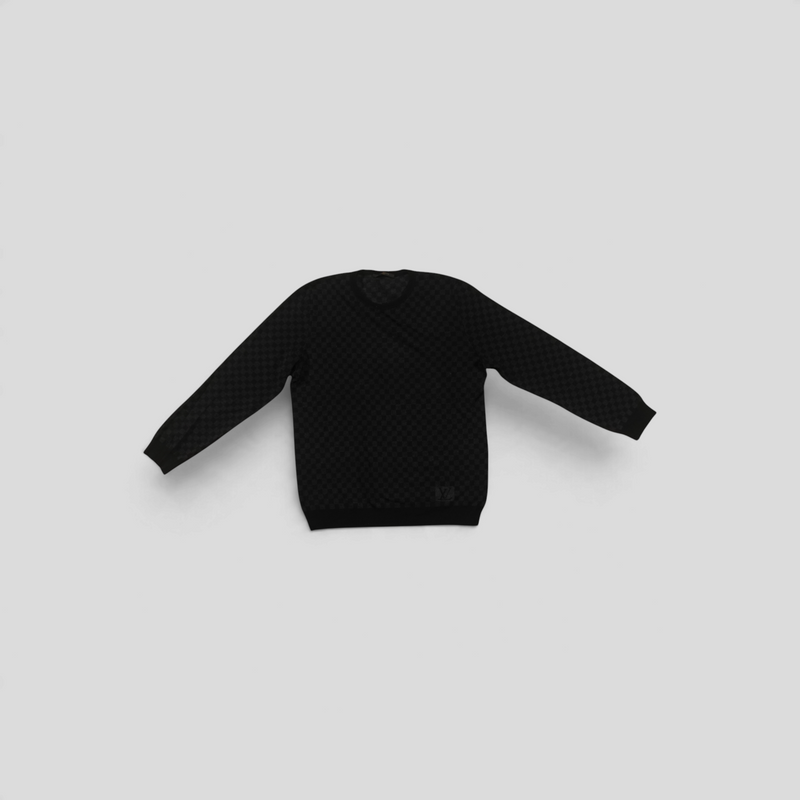 CLB XXIII Louis Vuitton grey Damier pattern wool silk cashmere sweater with long sleeves