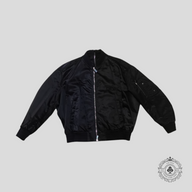 Dior X Judy Blame Embroidered Logo Two Tone Zipped Back Bomber Jacket in Black/Navy Blue