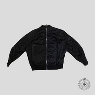 Dior X Judy Blame Embroidered Logo Two Tone Zipped Back Bomber Jacket in Black/Navy Blue