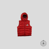 Moncler Logo Patch Hooded Tib Gilet Vest In Red