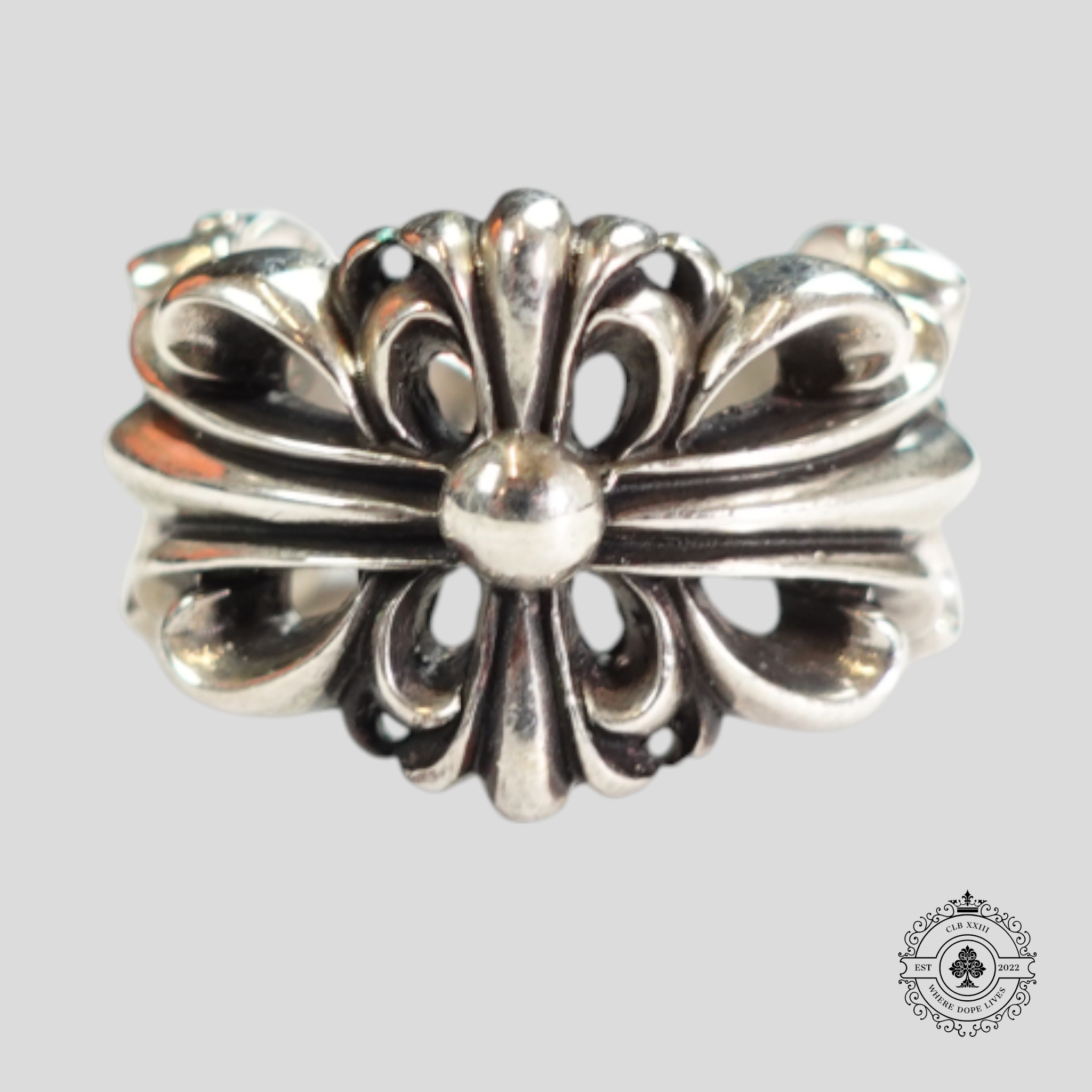 Chrome Hearts Double Floral Ring in Silver