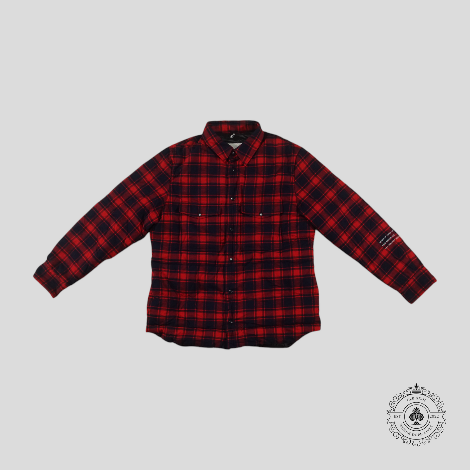 Moncler Genius X Fragment Moran Padded Flannel Overshirt in Red