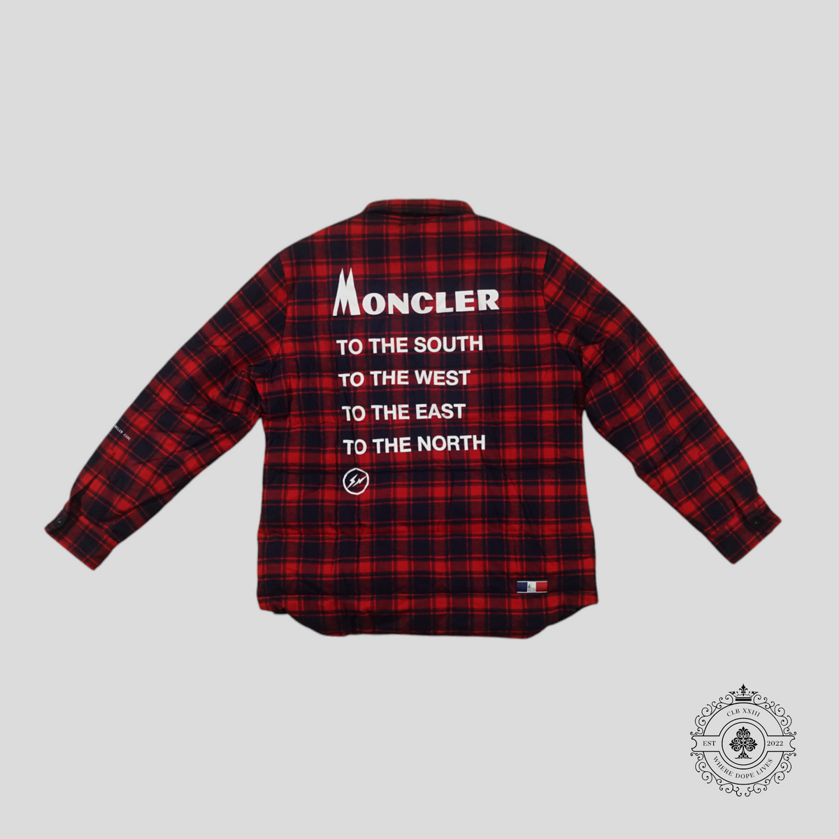Moncler Genius X Fragment Moran Padded Flannel Overshirt in Red