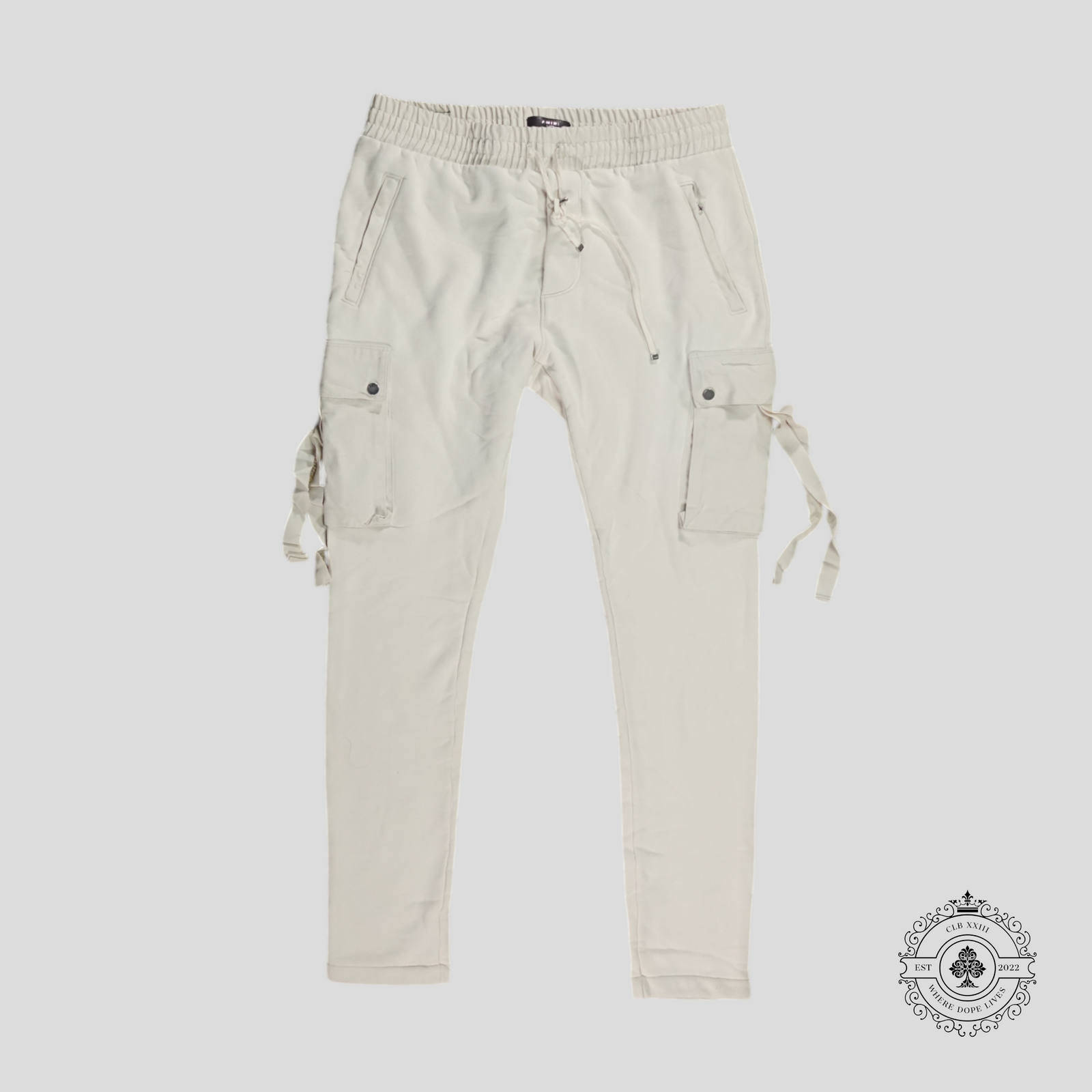 Amiri Tapered Cargo Sweatpants in Alabaster White -Preowned