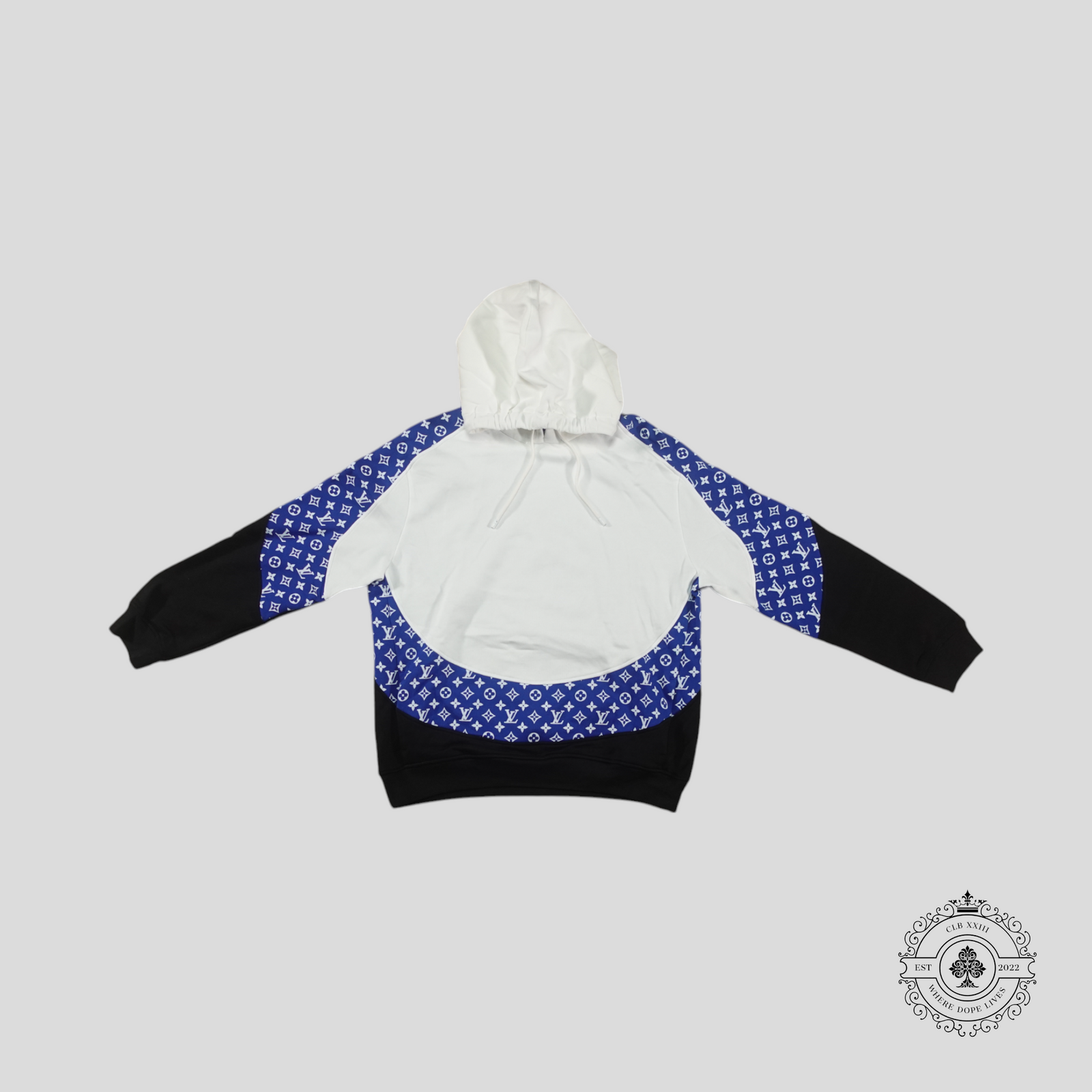 Louis Vuitton Monogram Circle Cut Hoodie in White/Blue/Black