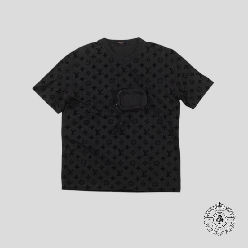 Louis Vuitton Monogram Flocked Zip Pocket T-Shirt in Grey