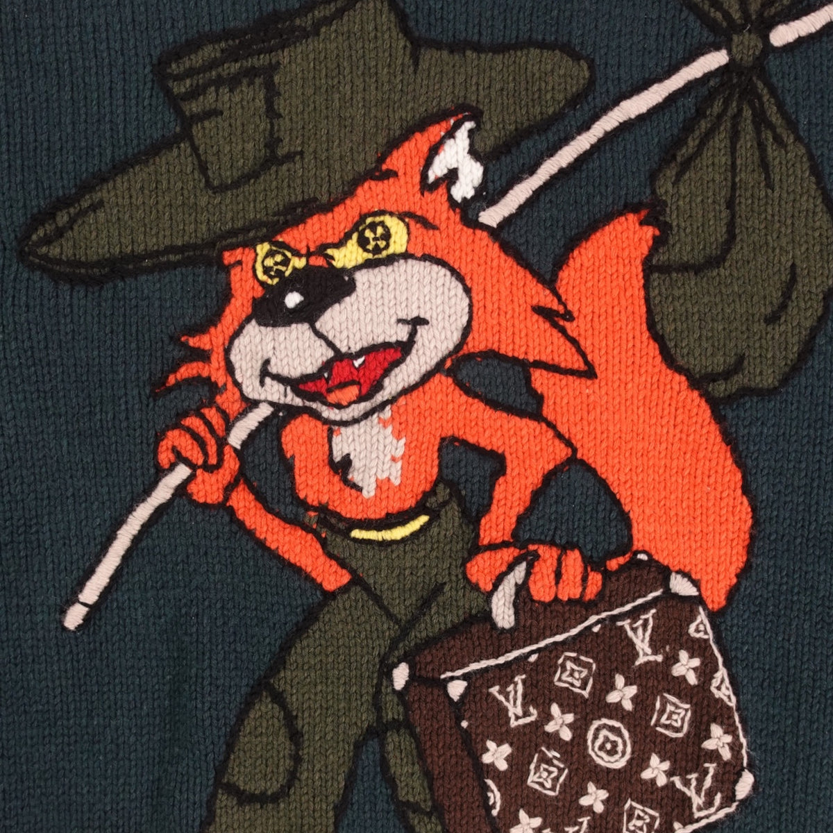 Louis Vuitton Hand-knit Bandit Crewneck Sweater in Green