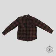 Amiri Distressed Plaid Overshirt in Brown