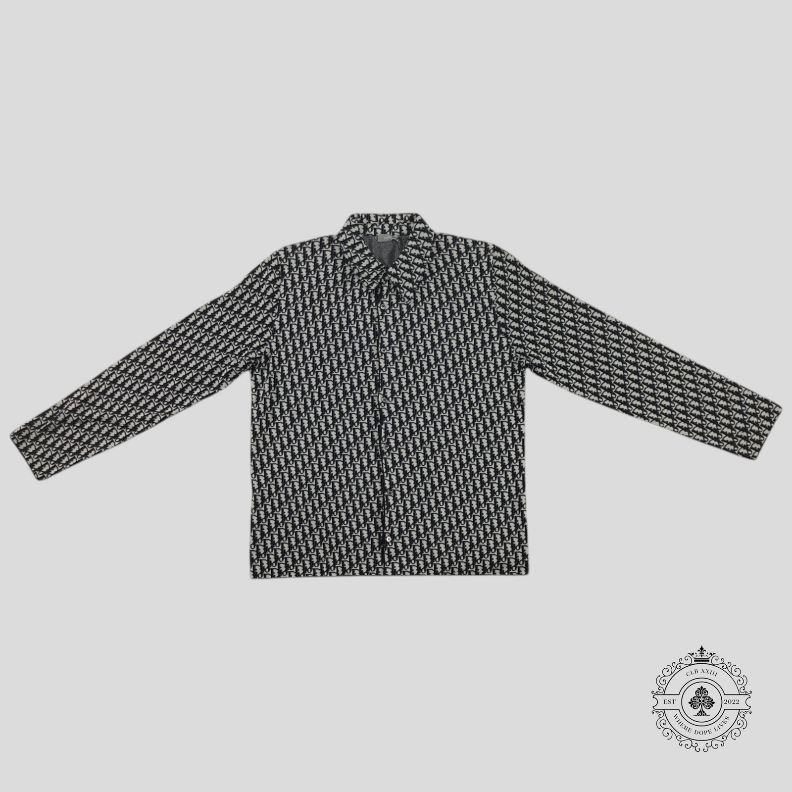Dior Oblique Jacquard Overshirt in Grey/Navy Blue