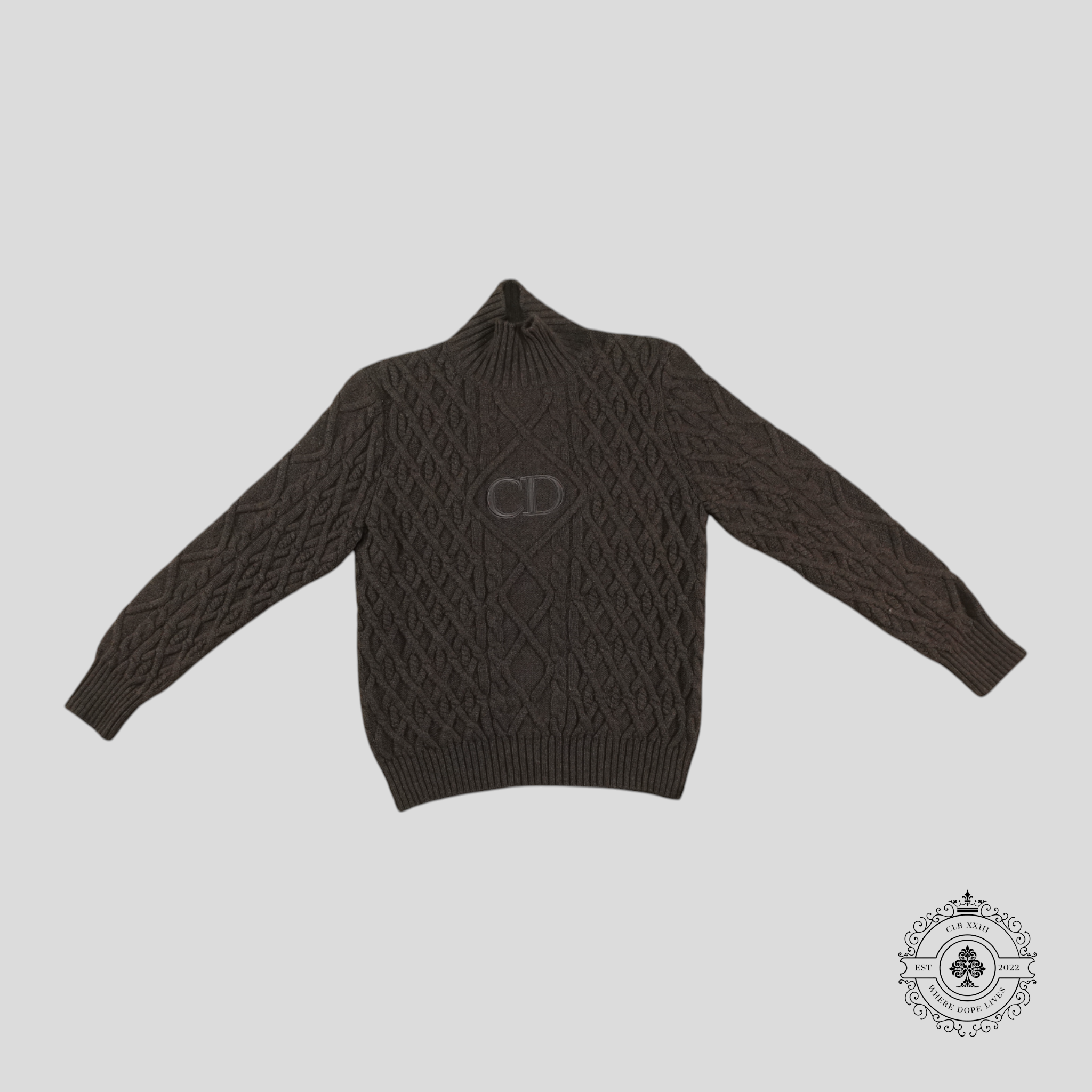 Dior CD Icon Cashmere Cable Sweater in Brown