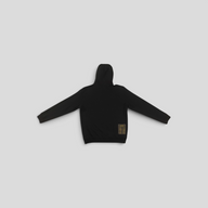 CLB XXIII black Louis Vuitton double face travel jersey hoodie, back view with branded patch detail.