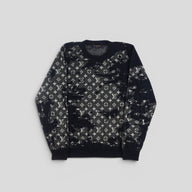 Louis Vuitton Distressed Flock Monogram Sweater in Navy