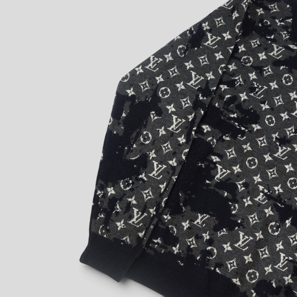 Louis Vuitton Distressed Flock Monogram Sweater in Navy