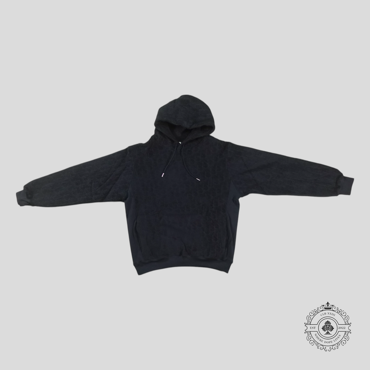 Dior Oblique Terrycloth Hoodie in Navy Blue