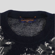 Louis Vuitton Distressed Flock Monogram Sweater in Navy