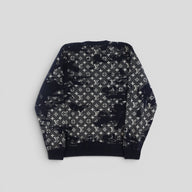 Louis Vuitton Distressed Flock Monogram Sweater in Navy