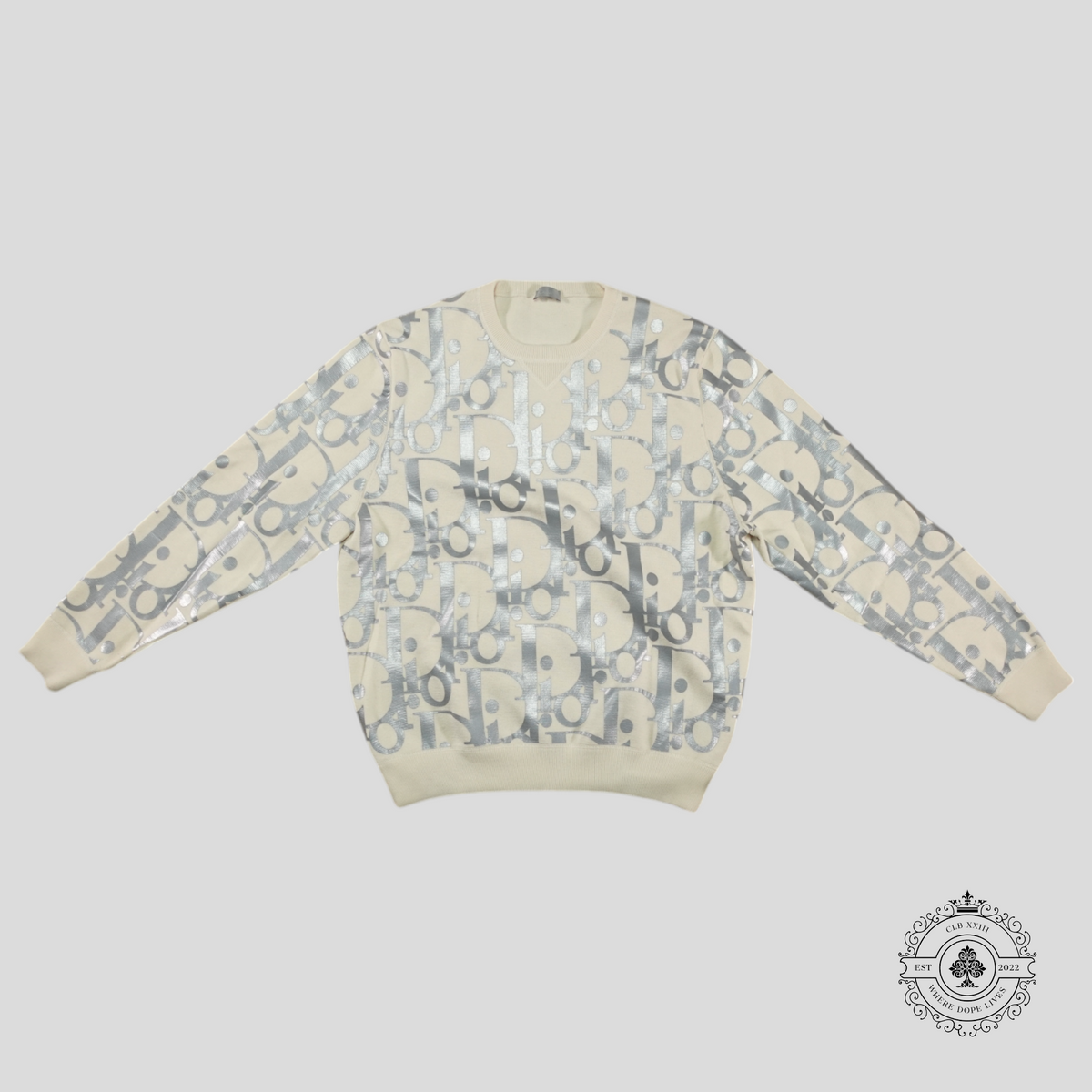 Dior Reflective Oblique Wool Sweatshirt in Beige