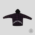 Palm Angels Checked Flannel Hooded Overshirt in Purple/Black