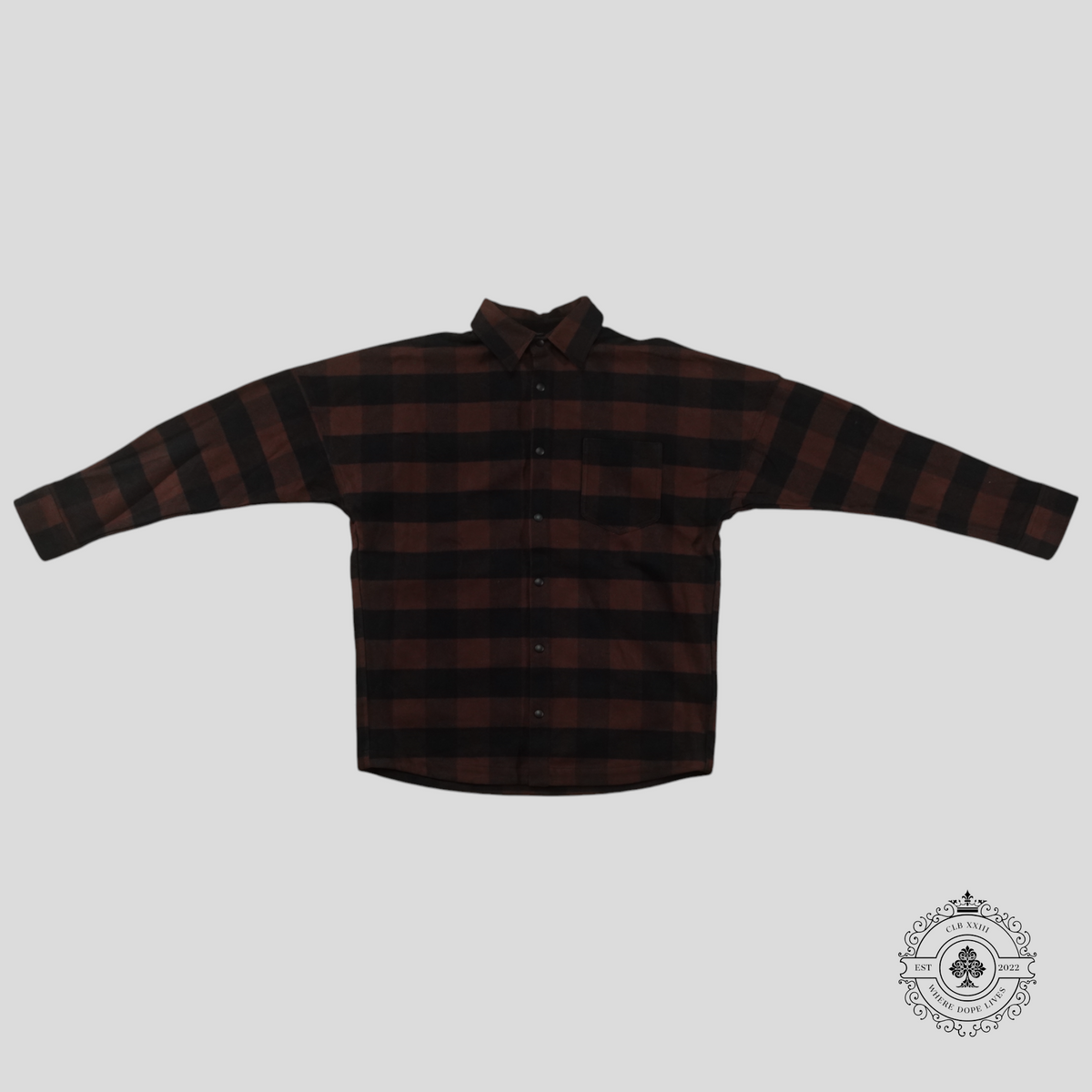 Palm Angels Classic Logo Flannel Overshirt in Brown