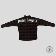 Palm Angels Classic Logo Flannel Overshirt in Brown