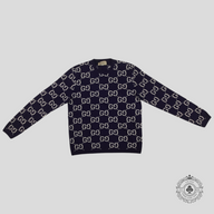 Gucci GG Jacquard Sweater in Navy Blue