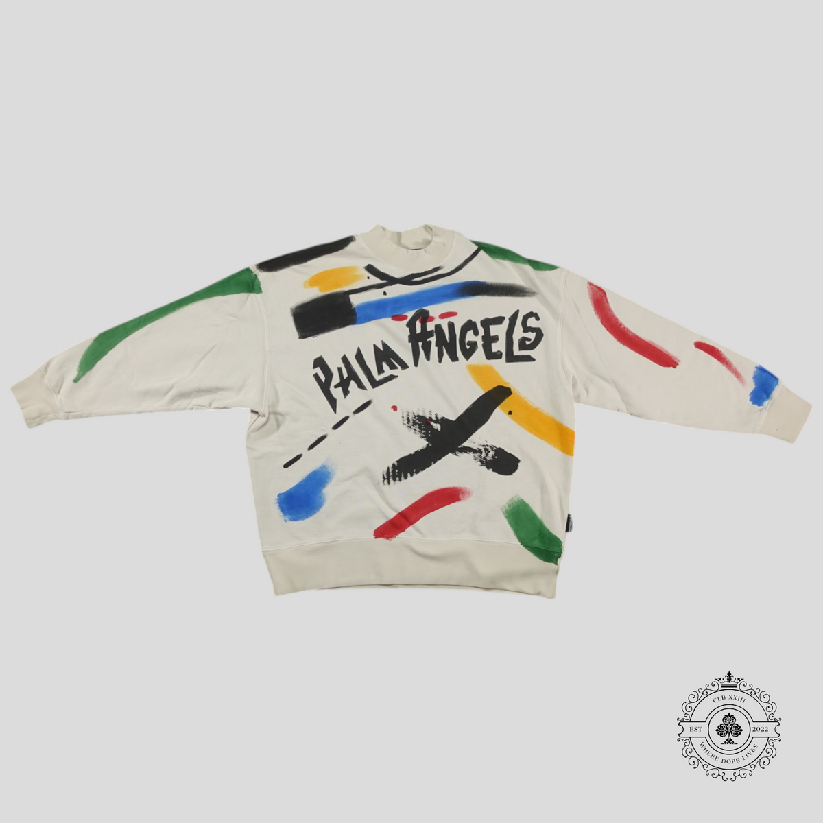 Palm Angels Brush Strokes Crewneck in White