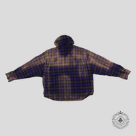 Balenciaga Bleached Check Flannel Hooded Overshirt in Purple