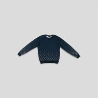 CLB XXIII Louis Vuitton navy blue cotton knit sweater featuring a white monogram degrade pattern