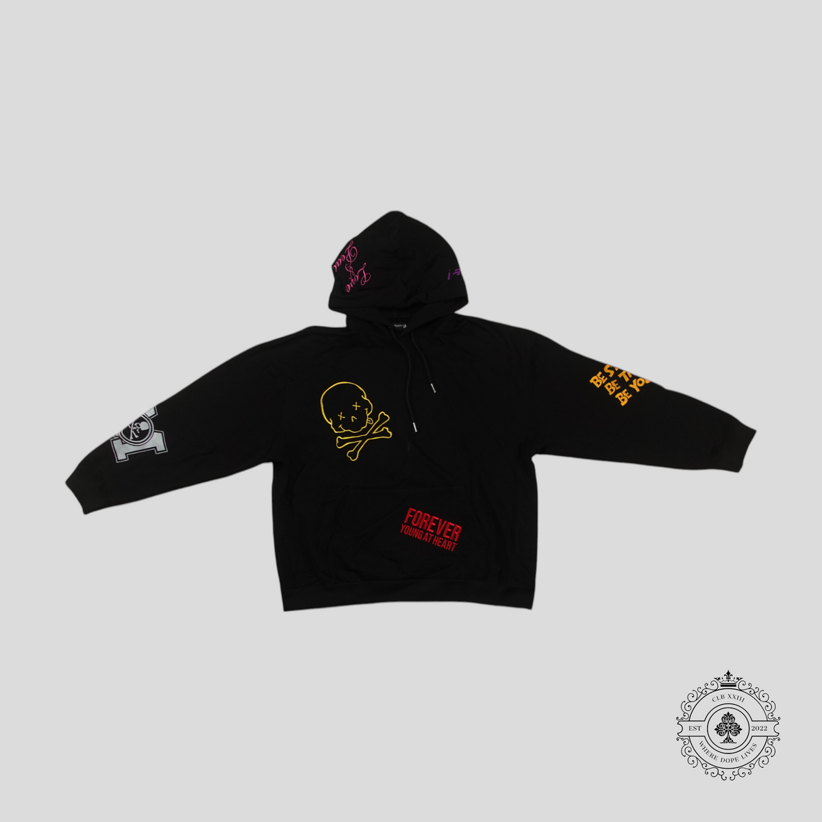 Mastermind World SS22 All Over Logo Hoodie in Black