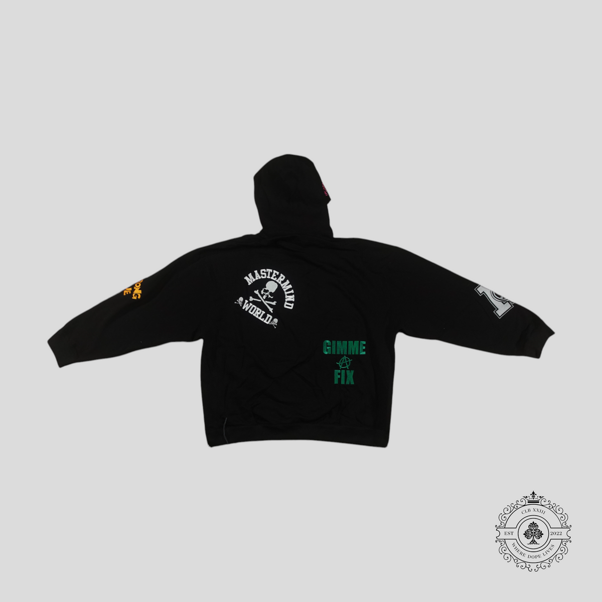 Mastermind World SS22 All Over Logo Hoodie in Black