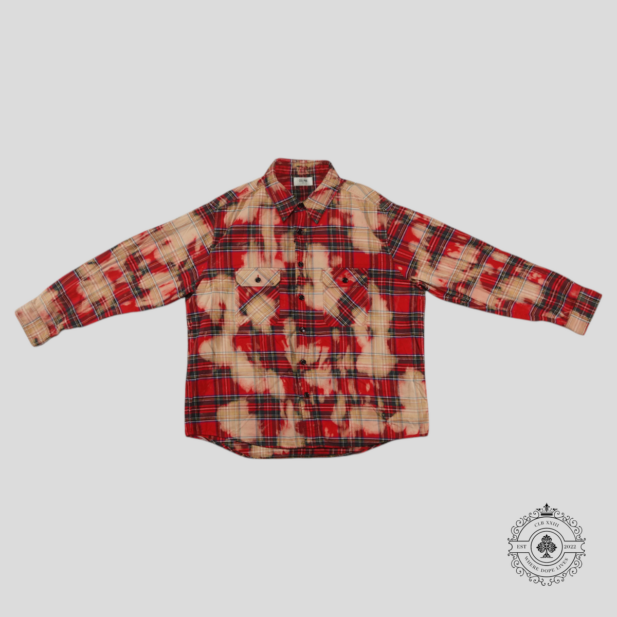 Celine Bleached Flannel Overshirt in Red