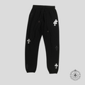 Chrome Hearts Leather Cross Patch Spike Pendant Drawstring Sweatpants in Black