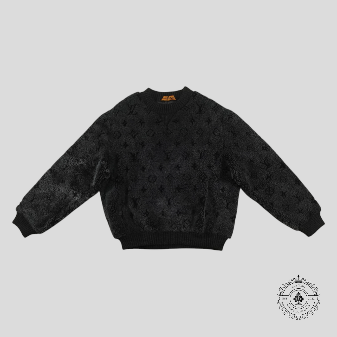 Louis Vuitton Monogram Shearling Crewneck in Grey