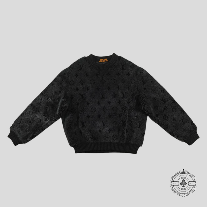 Louis Vuitton Monogram Shearling Crewneck in Grey