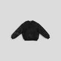 CLB XXIII Louis Vuitton grey shearling crewneck sweater featuring an all-over embossed monogram pattern.