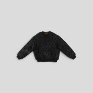 CLB XXIII Louis Vuitton grey shearling crewneck sweater featuring an all-over embossed monogram pattern.