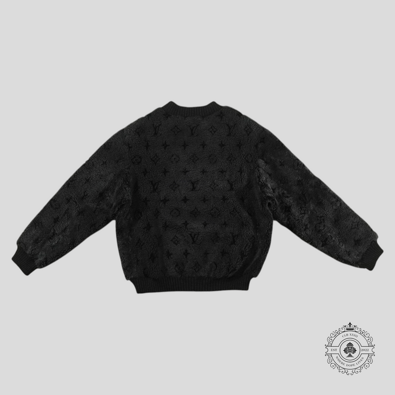 Louis Vuitton Monogram Shearling Crewneck in Grey