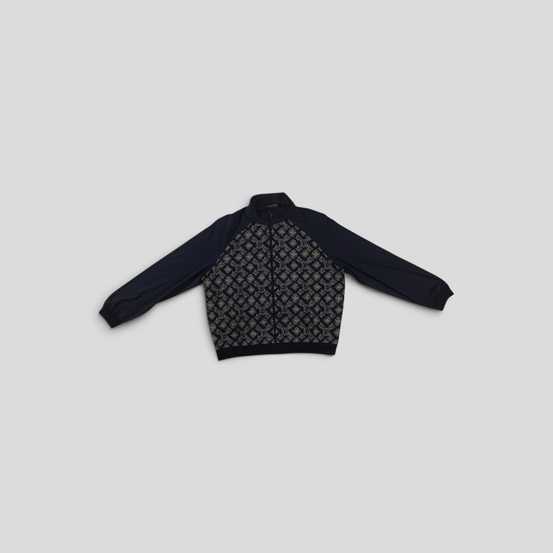 CLB XXIII Louis Vuitton blue monogram zipped track top with cotton-blend fabric and ribbed cuffs