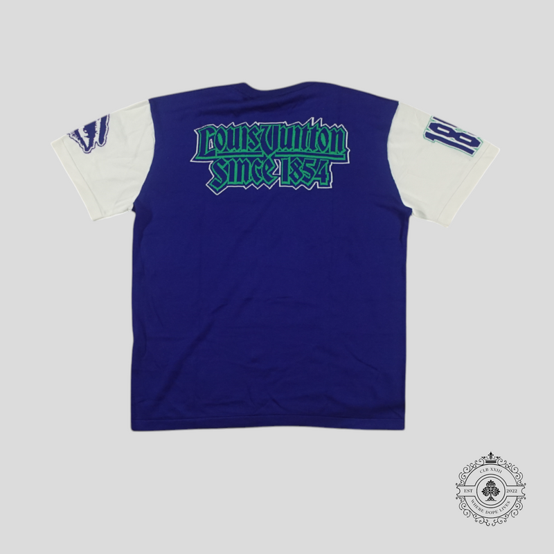 Louis Vuitton Racing Intarsia Knit Short Sleeve Crewneck in Blue