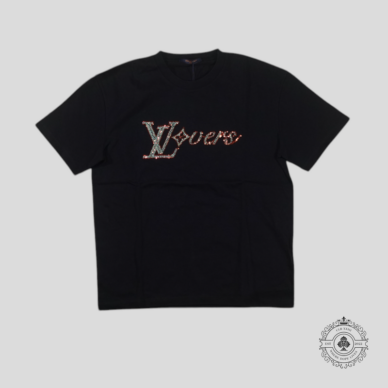 Louis Vuitton LV Lovers Embellished T-Shirt in Black