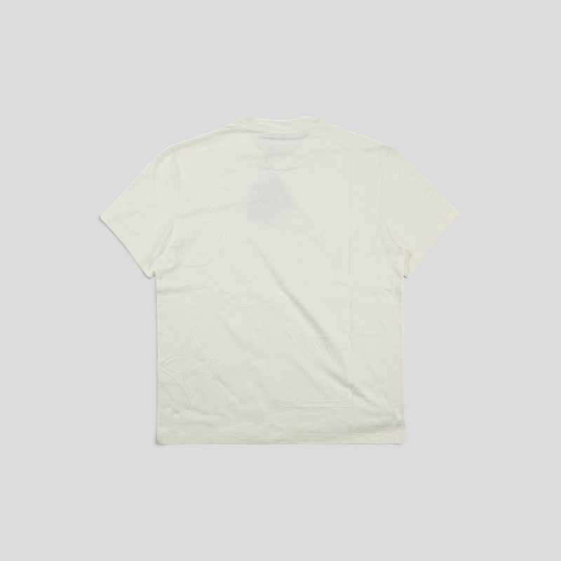 CLB XXIII white Louis Vuitton cotton t-shirt featuring a tonal monogram macro embroidered jacquard pattern