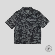 Louis Vuitton LV Waves Floral Jacquard Open Collar Button Up Denim Shirt in Blue