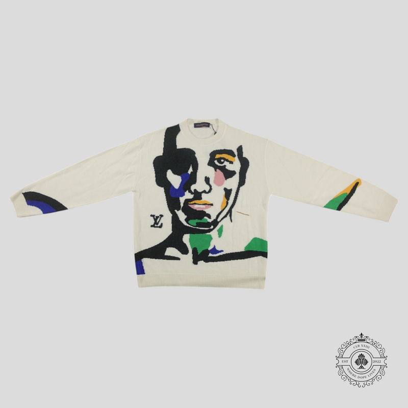 Louis Vuitton Portrait Intarsia Crewneck in White