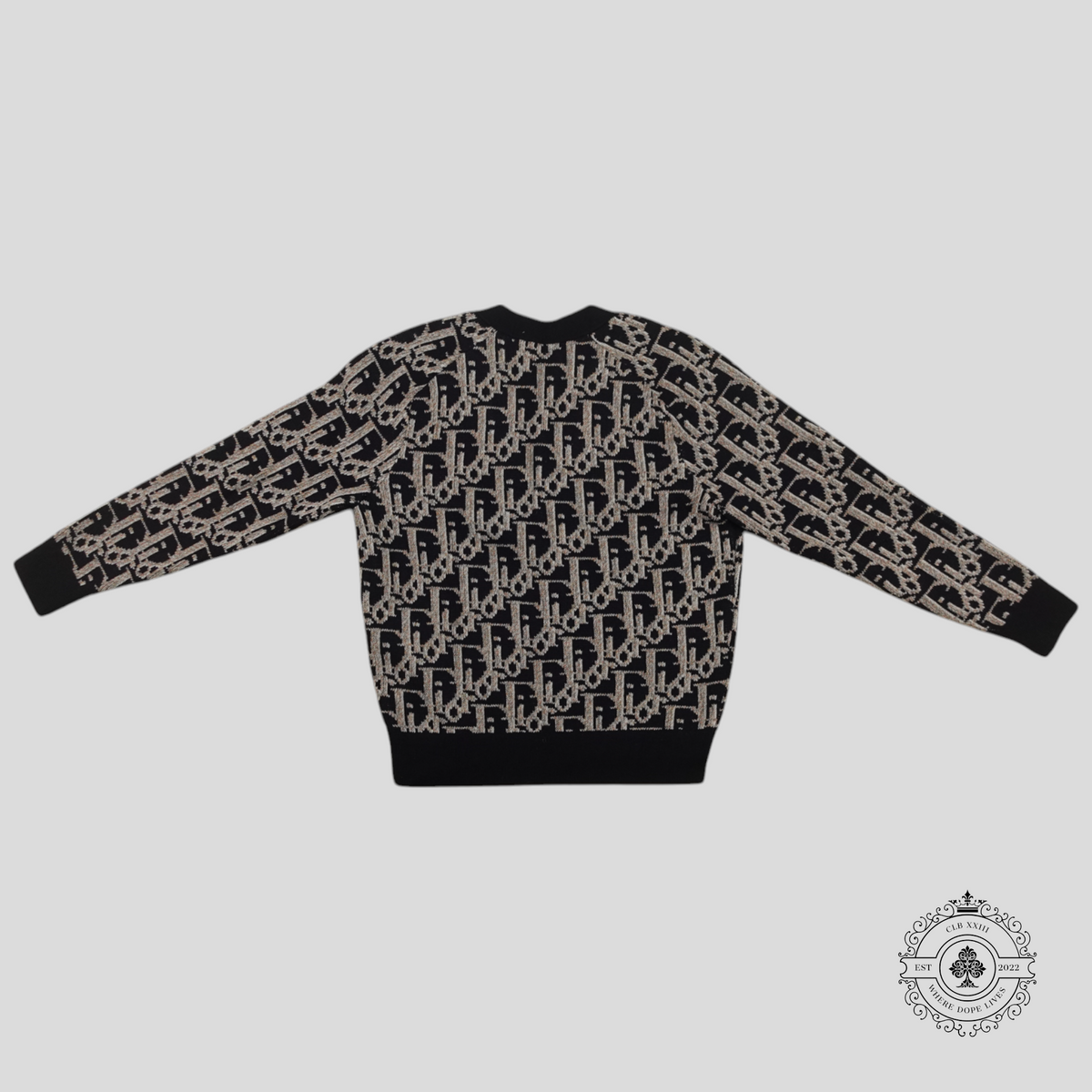 Dior Oblique Jacquard Knit Cardigan in Black/Brown