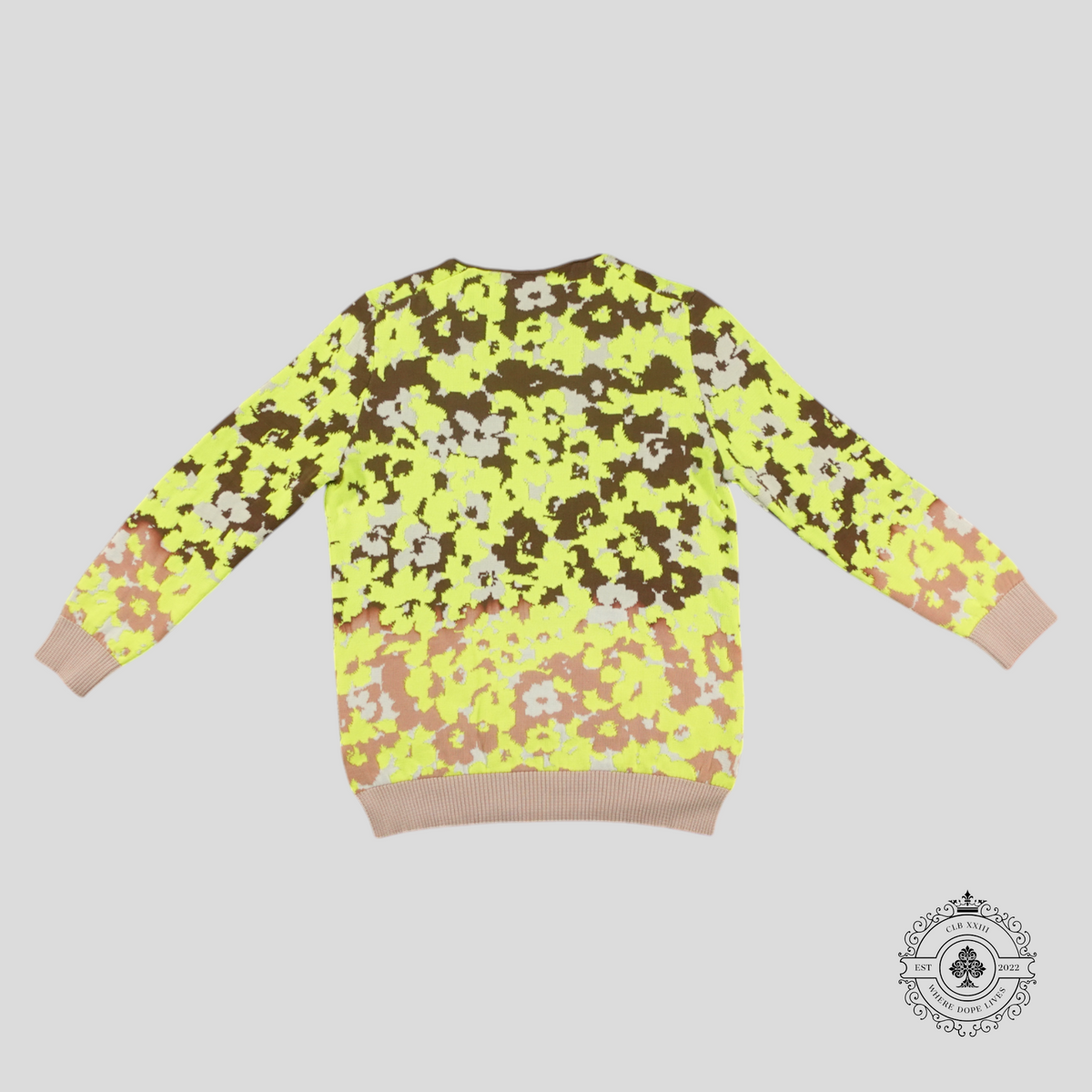 Dior Floral Intarsia Knit Long Sleeve Shirt in Green/Brown
