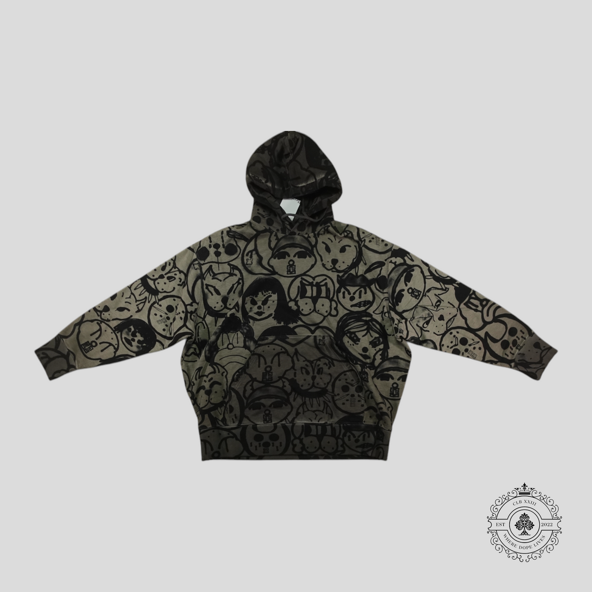 Givenchy Chito Family Spray Paint Print Hoodie in Grey