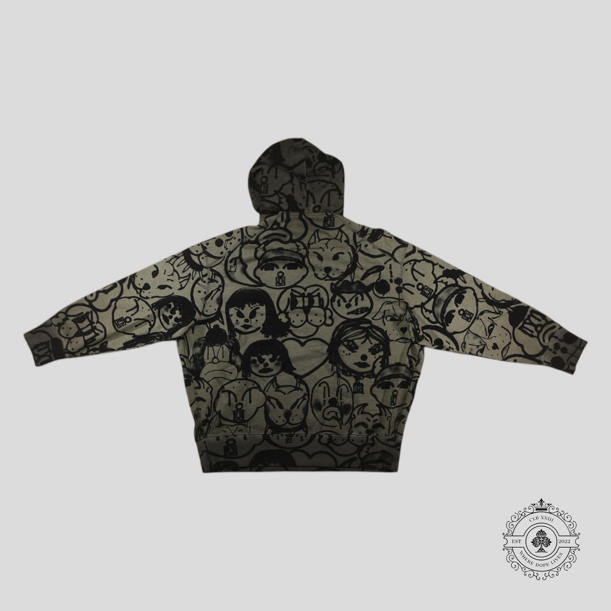 Givenchy Chito Family Spray Paint Print Hoodie in Grey